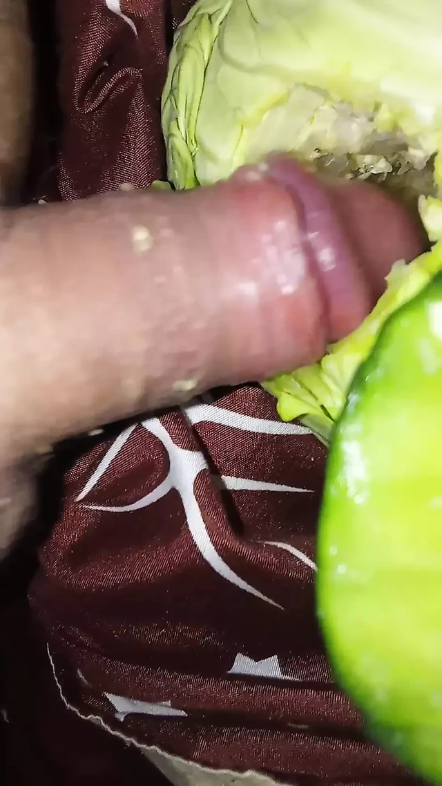 Fucking a cabbage and a cucumber at the same time