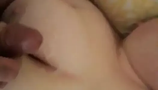 Two cocks cumming on bbw tits