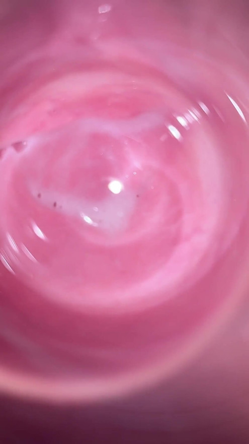 Camera deep inside Mia's teen creamy pussy