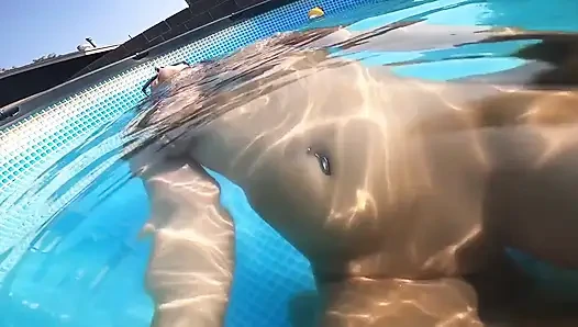 Milking MILF Pissing and Pool Sex Outside