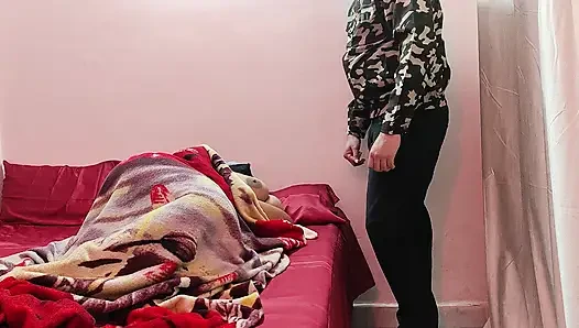 desi bhabhi big boobs fucked by surprise in doggystyle, boobs pressed with blowjob