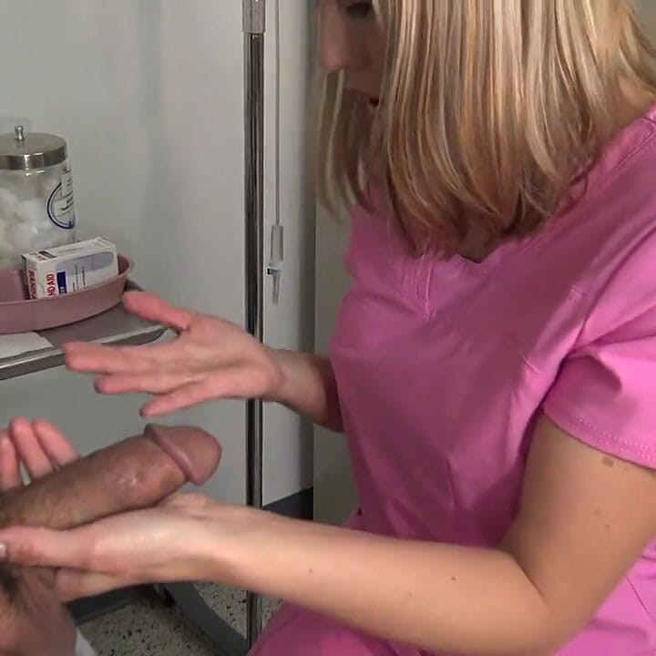 Sexy Nurse Amber Chase Helps Patient Teddy Tarantino with Hard on That Won't Go Away