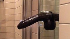 Ending my hotell night with a big black dildo