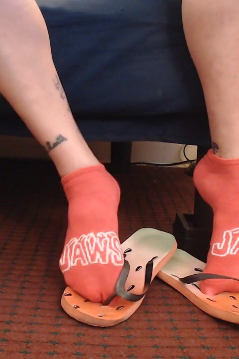 Watermelon Red Flipflops Red Ankle Socks