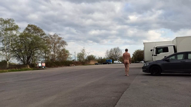 Naked at the cruising parking