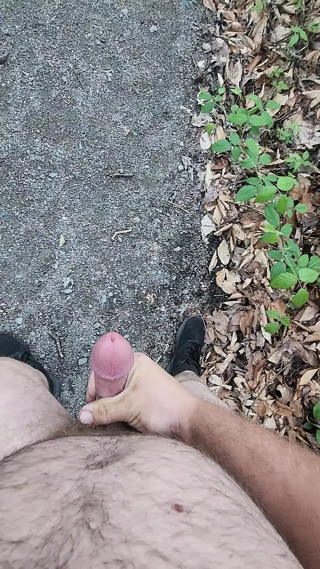 Walking nude on a trail.
