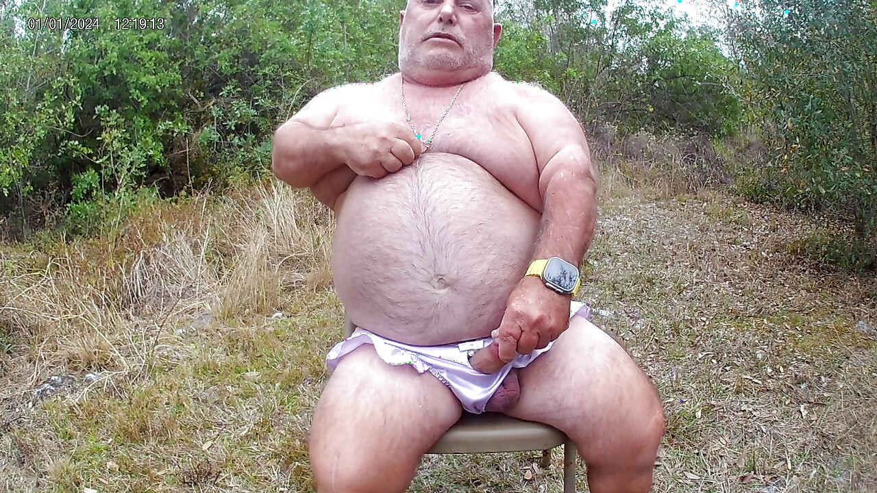Edging wearing panties, edging my cock in the woods again.