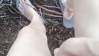 Playing with my wet pussy even using vibrators all over a public park