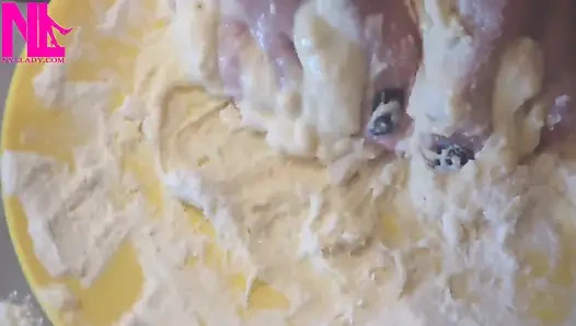 Making Dough for Pasta with My Bare Feet