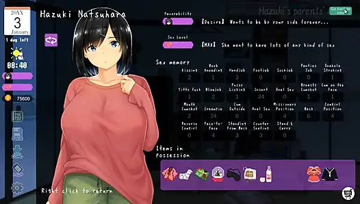 Хентай игра - хардкорная секс-сцена грудастой крошки с большими сиськами и крошкой с мясистой задницей зимой