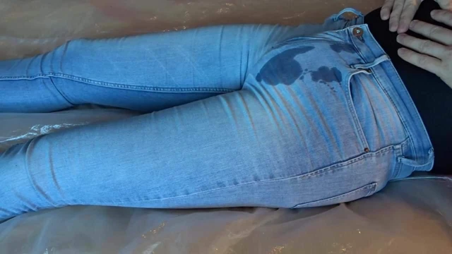 cum in ligh blue pissed tight jeans