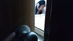Busty Hot stepmom with Huge Boobs privately having sex, stepson saw through the gap in the door, Then Fuck Her Huge Ass