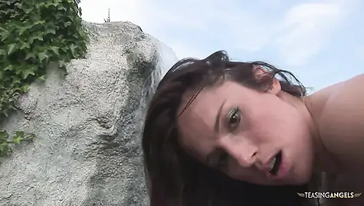 Kissing by the pool leads to a hardcore threesome with two hot babes