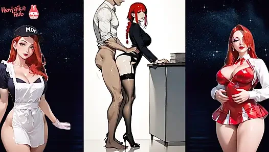 2d хентай, подборка с грязной сучкой Makima