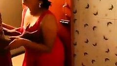 Tamil hot aunty boobs and ass pressed by young boy