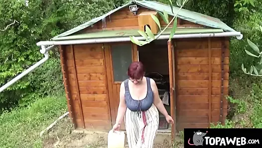 A nympho cow gets fucked in the camp and enjoys it