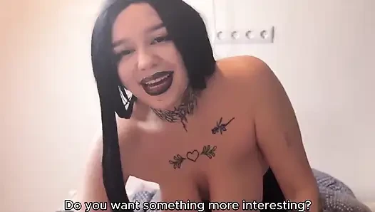 Ein Goth-mädchen hat mir bei karten verloren. Ich wünschte, sie würde meinen schwanz lutschen.