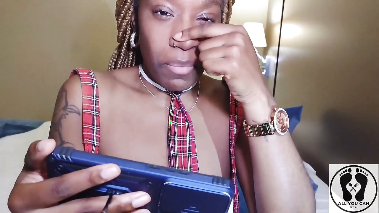 Fetiš ebony čumák sbírá nos nos dírky Lízat Je
