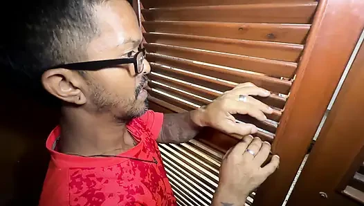 Watching my horny stepdaughter in her closet after getting out of the shower, I catch her secretly fucking her Latino stepbrother.