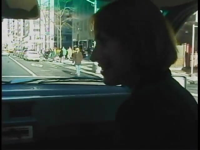Commuter redhead carpools with creep who debases her in car in city traffic