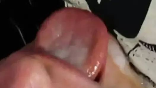 Close up messy cum eating