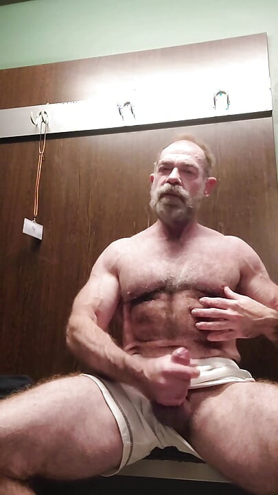 Hairy Stepdaddy Solo in Lockerroom