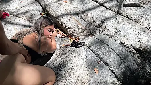 My best friend and I fuck two sluts in a forest - huge cumshot in the face