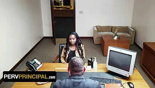 Perv Principal - Black Stepmom Naomi Foxxx Squirting on White Cock