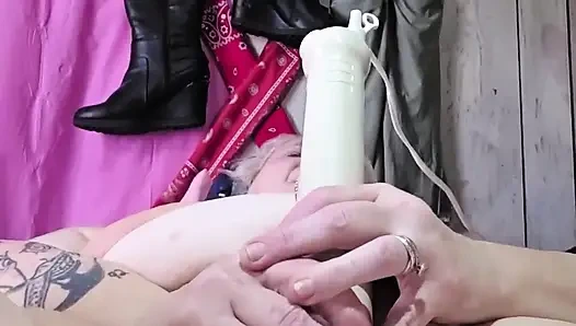 The Spinning Cone Got Her Wet in Pussy Sweat