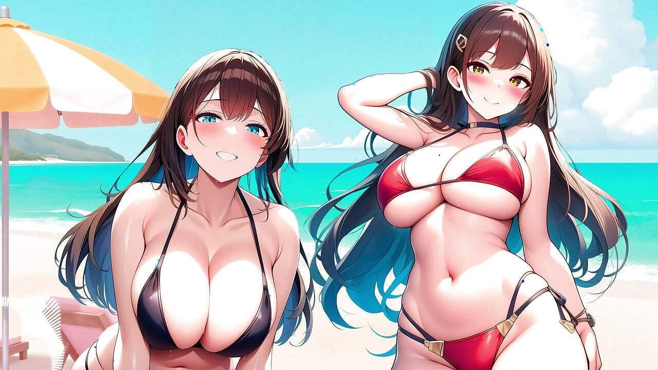Spanska rollspel JOi - Hentai -tjejer ger dig en kollektiv onani på stranden.
