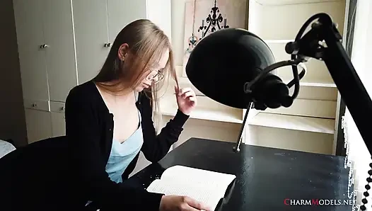 Sexy Blonde Secretary Luise with a Prominent Cleavage Video
