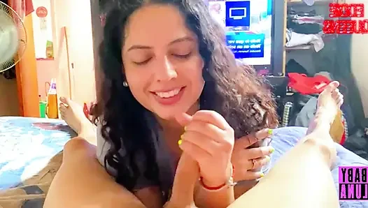 Argentinian slut BabyLuna939 sucks my dick, jerks off my tits until I run out of milk and takes it all Part 1
