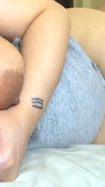 Jaw-dropping moment from "Stepson Creampied Stepmom With Big Boobs And Big Areolas After Massage Her Big Tits With Big Nipples"
