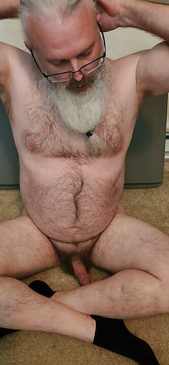 Solo masturbation, dildo fucking, and beard cum