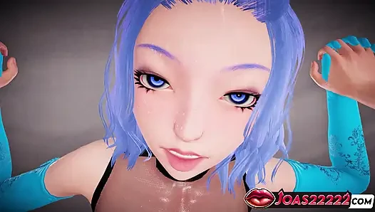 Brighid, gadis anime dengan rambut biru ini dientot gaya doggy habis-habisan sampai dicrot di dalam - pov