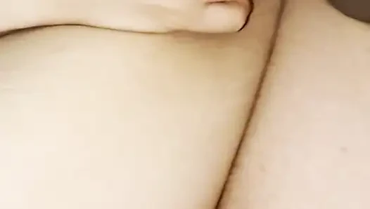 Closeup side fuck with inside cumshot, pink pussy with pubic hair
