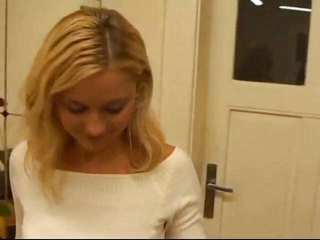 Stunning Blonde Whore with Perfect Tits and Ass Gives Camera Man a Blowjob