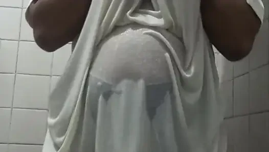 Horny milf in wet tshirt