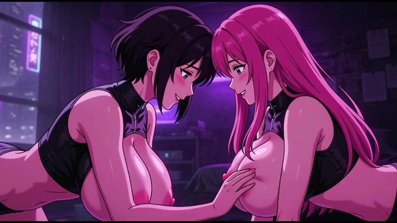 Cyberpunk Fun Girls in Their Room, Ai Animation