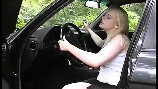 Blonde teen fucking her boyfriend while trying to fix their car