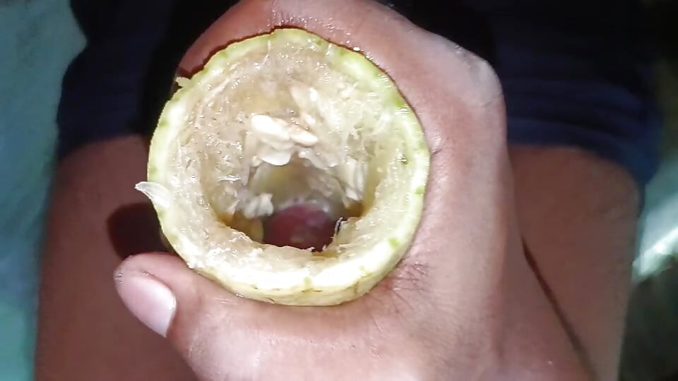An Indian boy made a hole in a cucumber and inserted his penis inside it and masturbated.