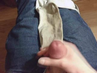 Femboy cumming onto sock