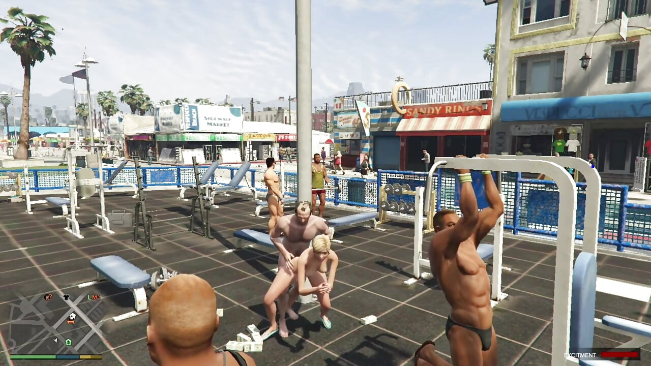 Tracey have sex with her Sugar daddy Trevor in outdoor beach gym