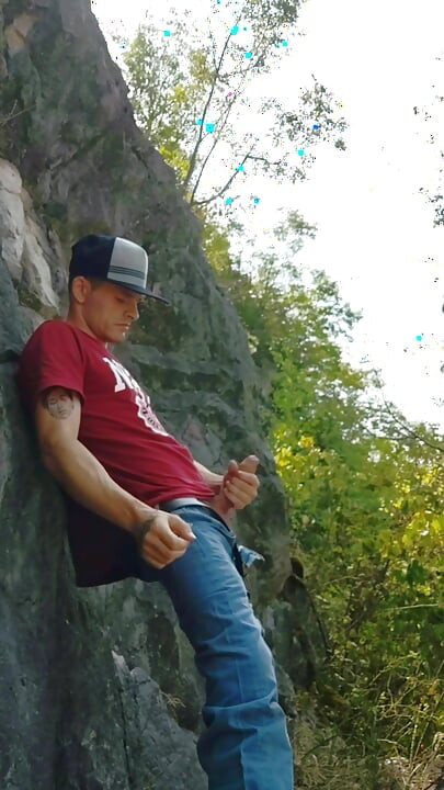 New outdoor jerk off and cum in the woods