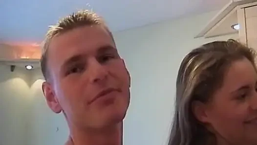 Mega hot German teen dolls sharing dildo and dick in threesome