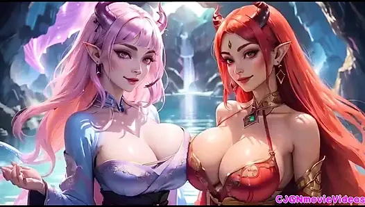 Lesben küssen sich zusammen, Ai animation