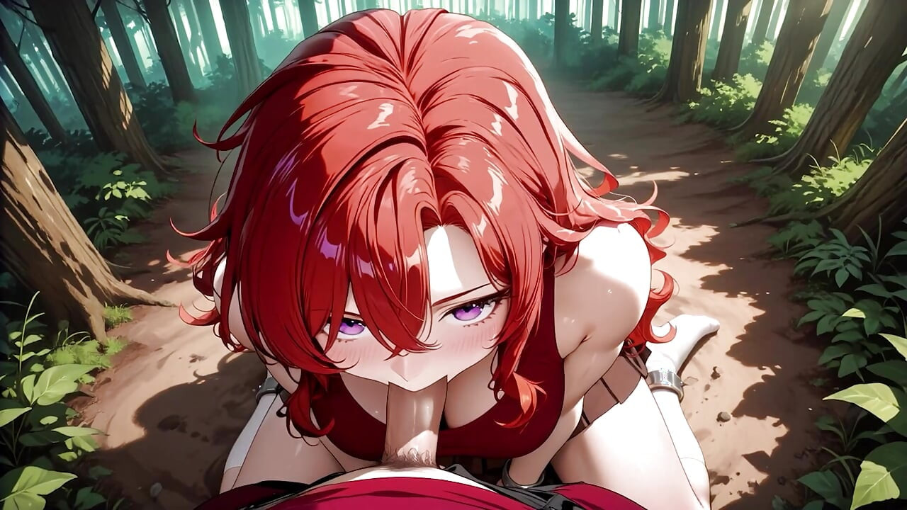 Fiery Redhead Bombshell Passionate Forest Fuck - Skirt & White Stockings Dripping