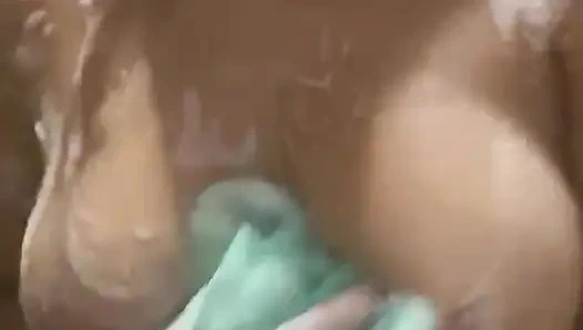 Selene takes a soapy shower and gets super hot