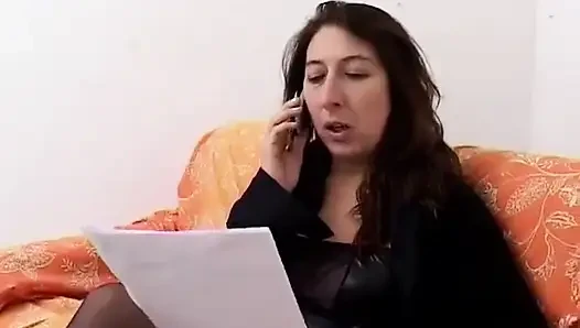 Brunette fucked by two bad guys