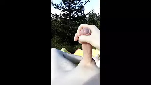 Norwegian guy masturbating in the woods of Norway